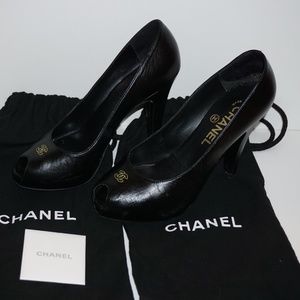 **Authentic** Chanel Open Toe Pump